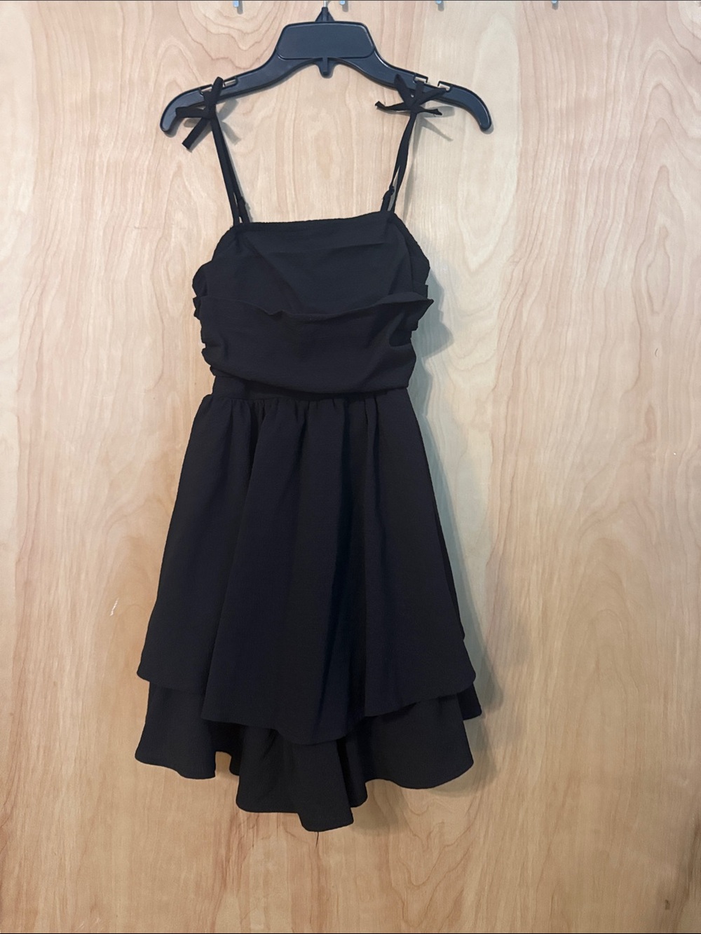 Black Layered Spaghetti-Strap Dress